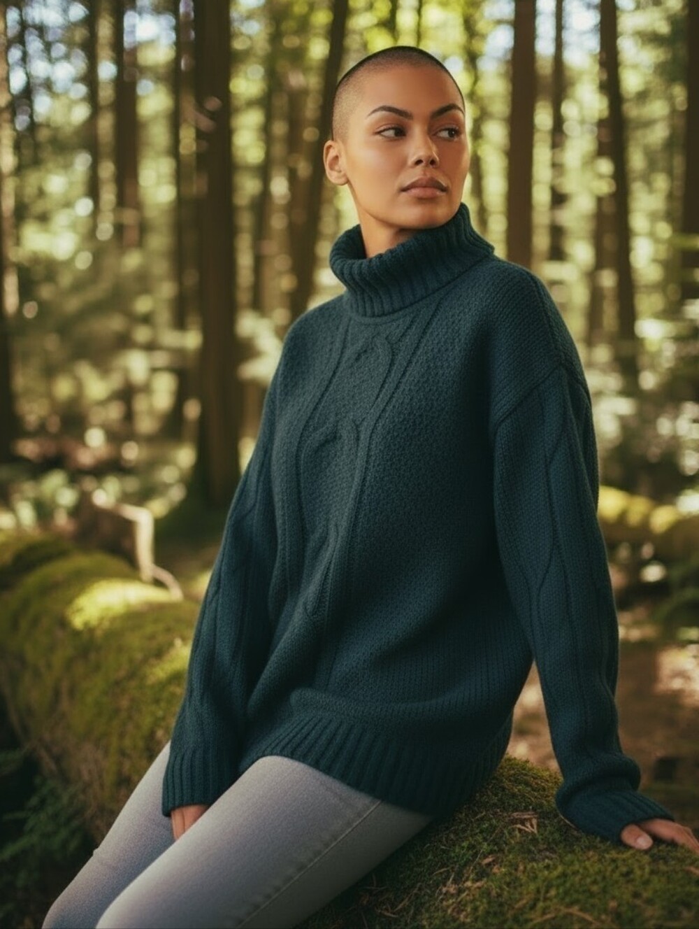 Seven7‎ Sweater Chenille  Oversized Cable Knit Deep Rich Teal size L/XL
